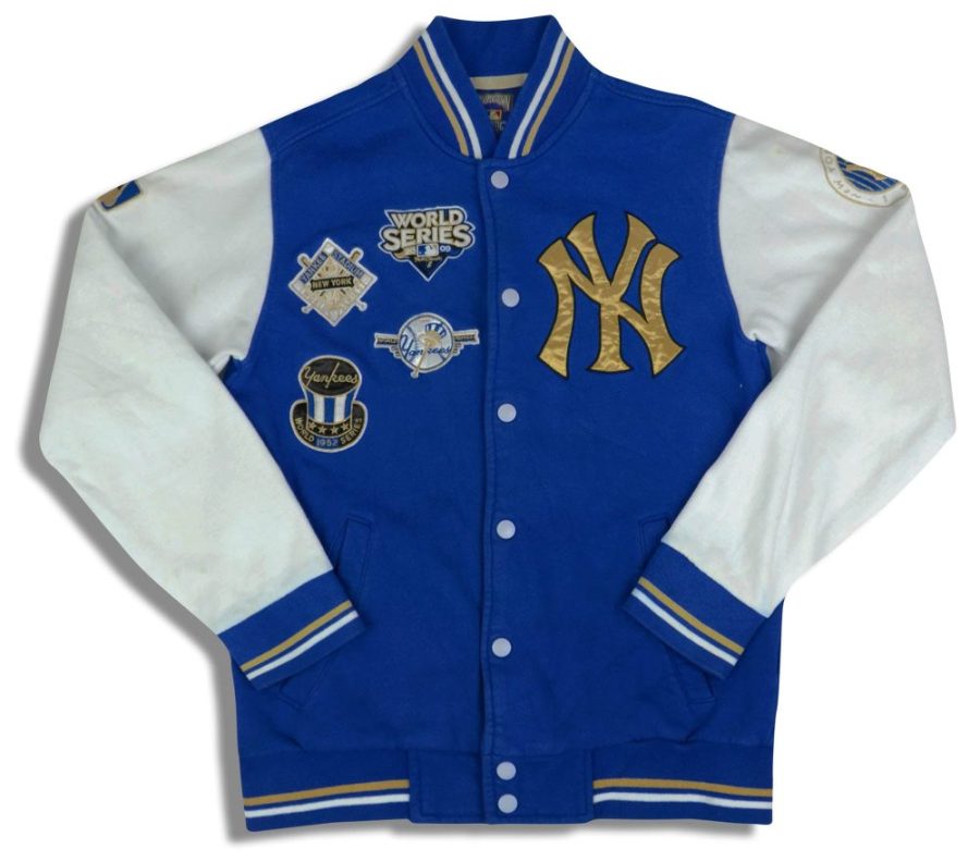 yankees 00 varisty jacket blue front